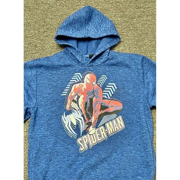 Marvel - Boys Blue Spider Man Hoodie Sz Lg - Picture 1 of 7